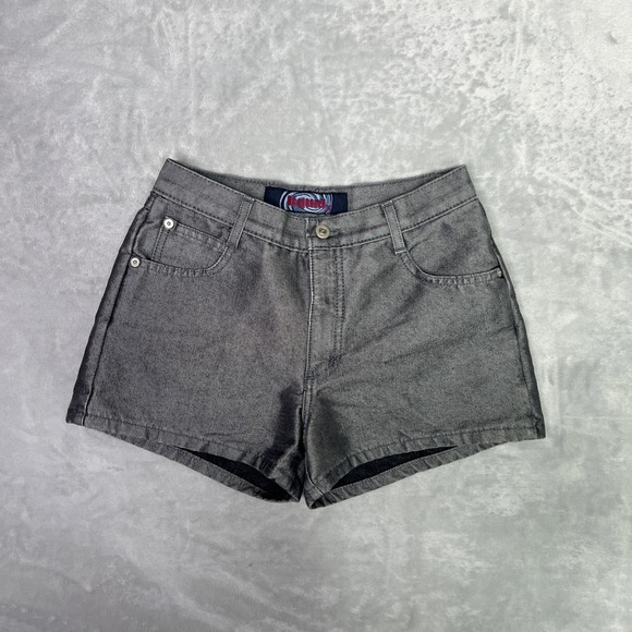Vintage Brand *liquid* Grey Metallic Shorts Women's Size 7 #y2k - Picture 1 of 9